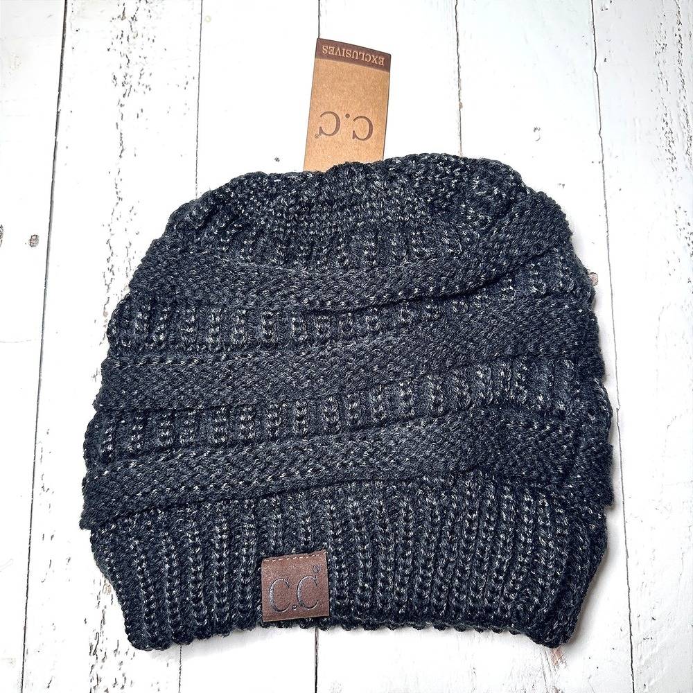 CC Exclusives Black Silver Speckle Knit Beanie Hat‎